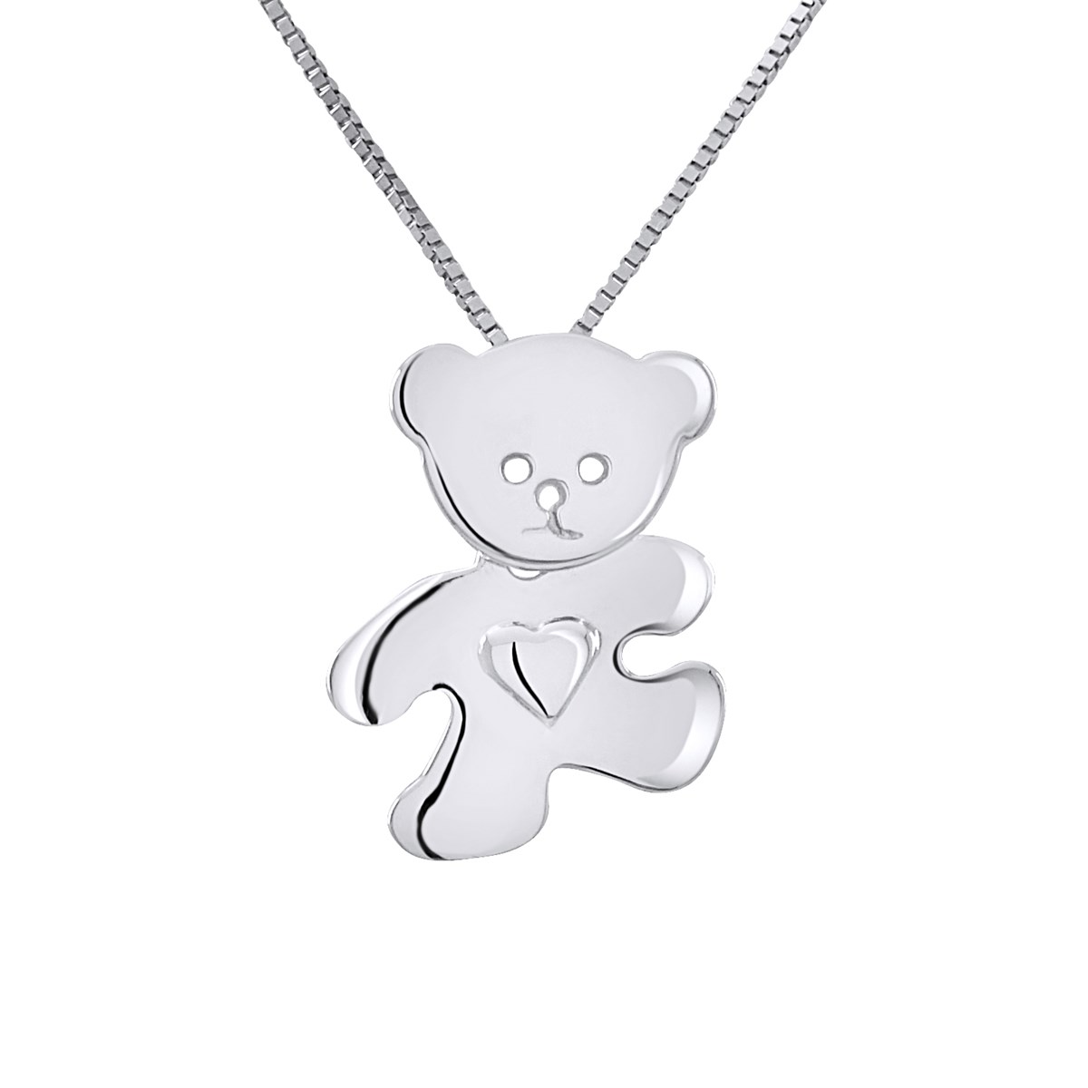 Pendentif OURSON COEUR - Or Blanc