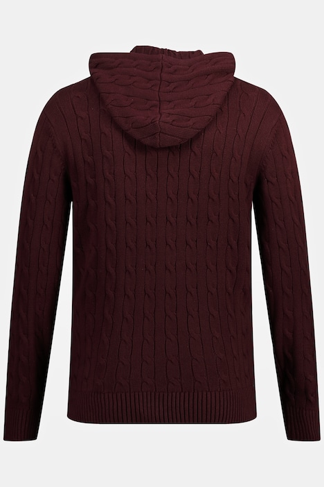 JP 1880 Hoodie, Strick, Zopfmuster, Kapuze, Pullover, bis 7 XL