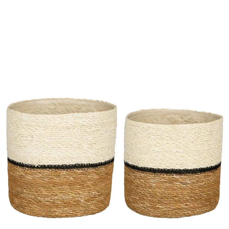 Mica Decorations Damian Plantenmand - Set van 2 - Ø20 cm - Zeegras