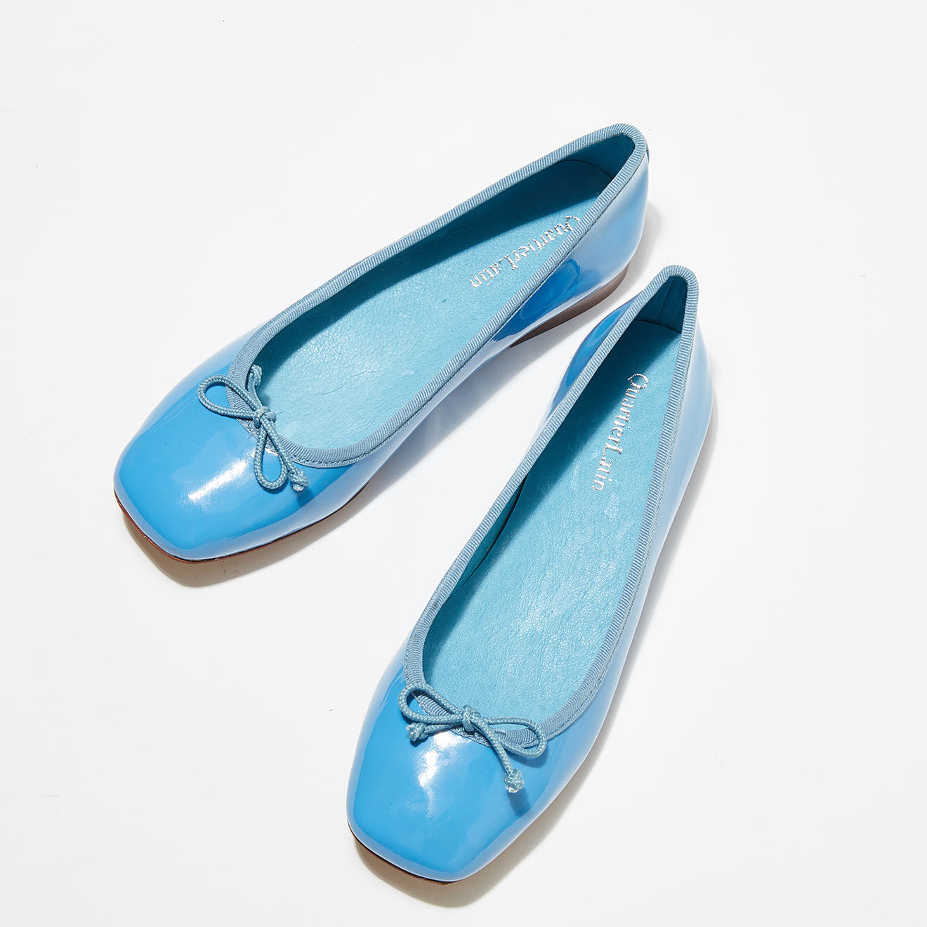 Quartier Latin Ballerines en Cuir Vernis Irene bleu ciel