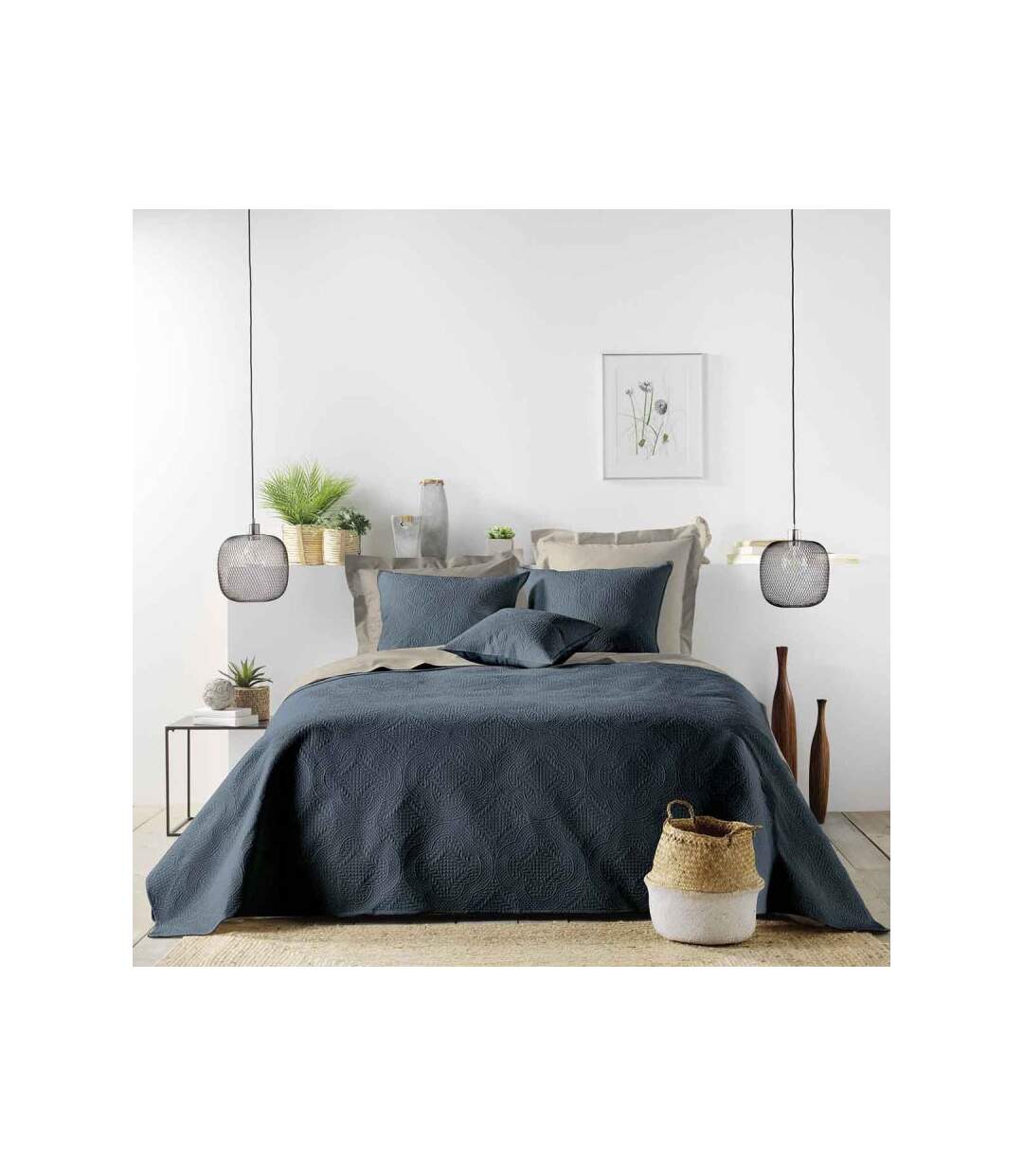Couvre-Lit Matelassé Romane 220x240cm Bleu