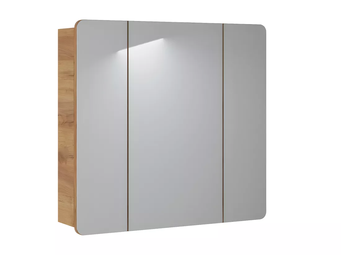 Armoire de salle de bain avec miroir murale - Chêne artisanal doré - L80-H75-P16 - ARRIBA