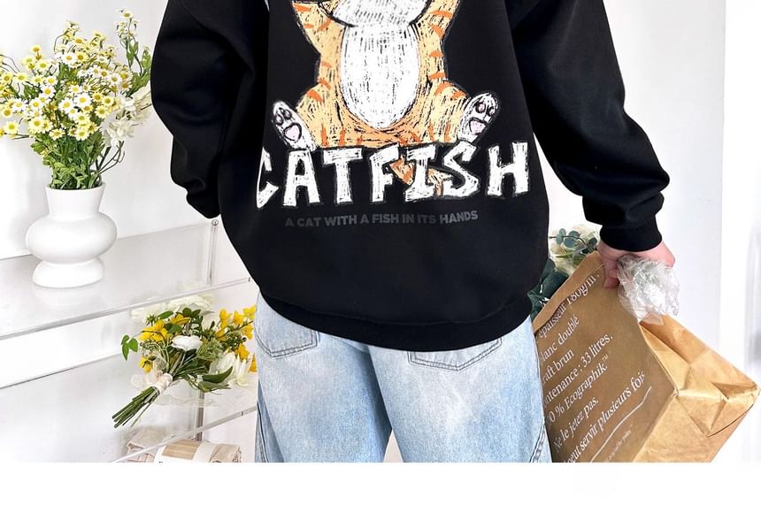SeoulPop - Losse sweatshirt met kattenprint