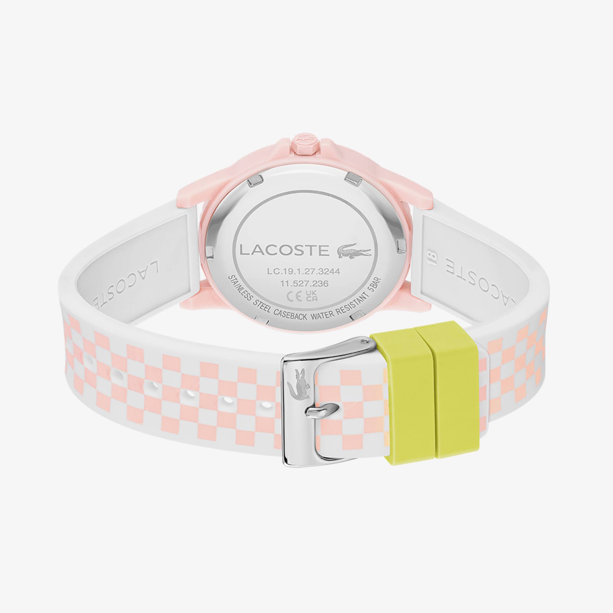 Montre 3 aiguilles Rider bracelet en silicone avec imprimé rose Montres - Blanc - Lacoste - Enfant