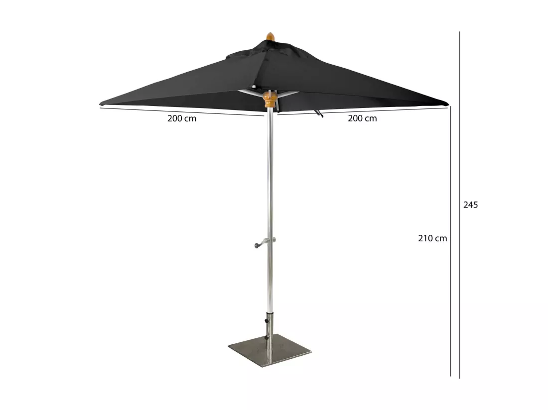 Now's Home - Parasol En Aluminium Et Toile Noire 200cm