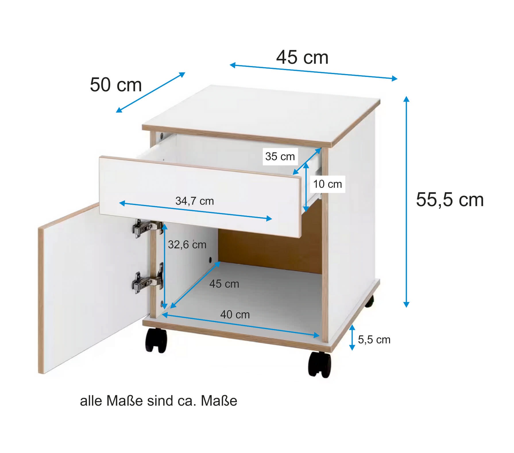 VOGL Möbelfabrik Rollcontainer »Trelle« Türen mit Soft-Close, Grifflose Optik