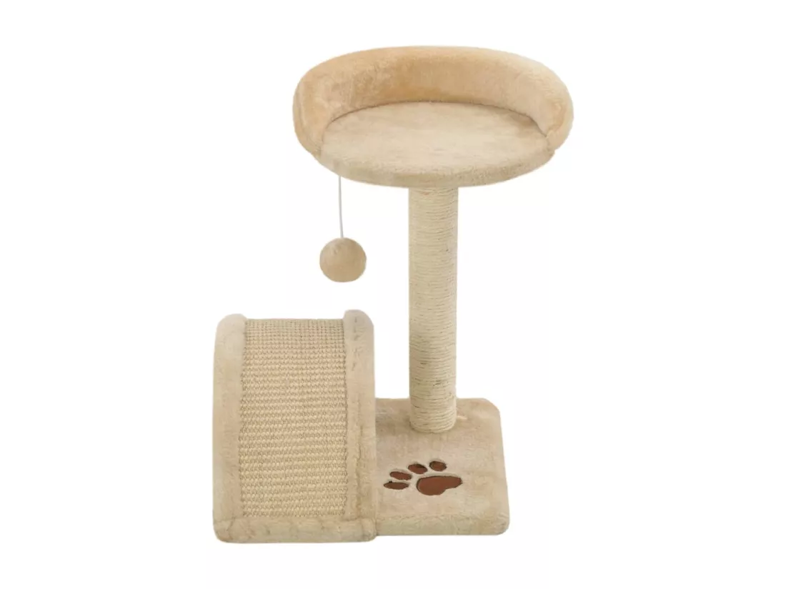 Arbre à chat avec griffoir en sisal 40 cm Beige et Marron