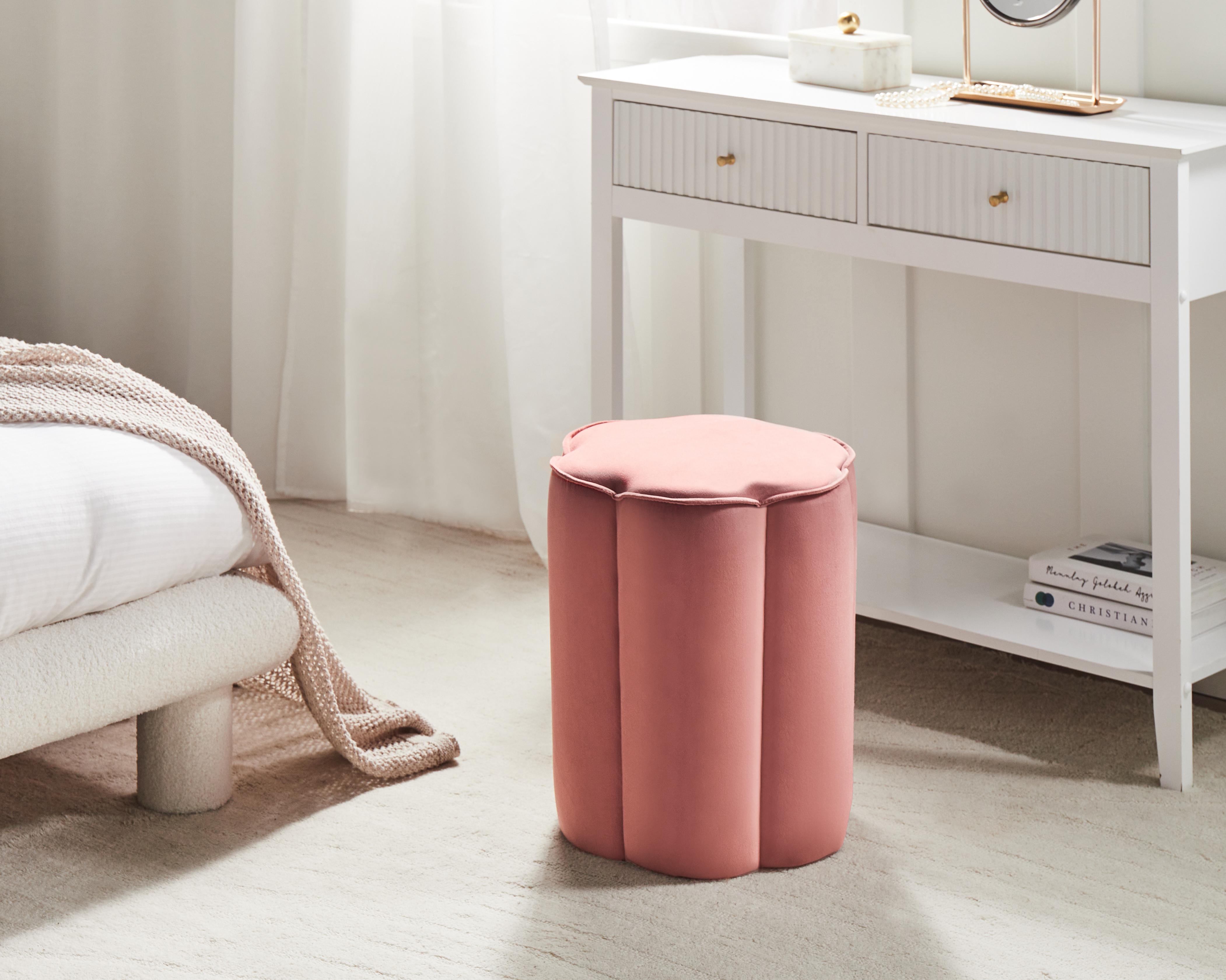 Poef TAPPEN Fluweel Roze