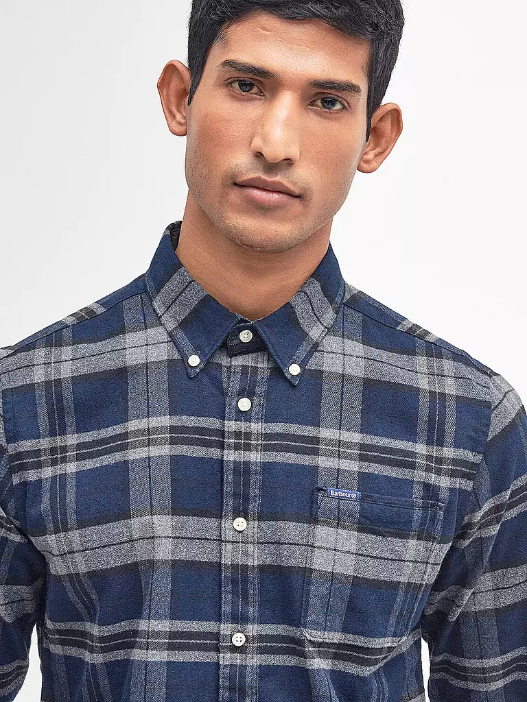BARBOUR Flanellhemd Slim Fit  grau