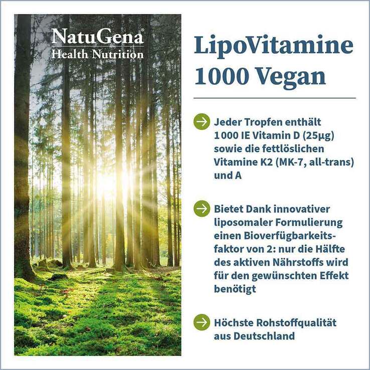 Lipovitamine 1000 vegan Vitamin D3 + A + K2 Tropfen, 15 ml
