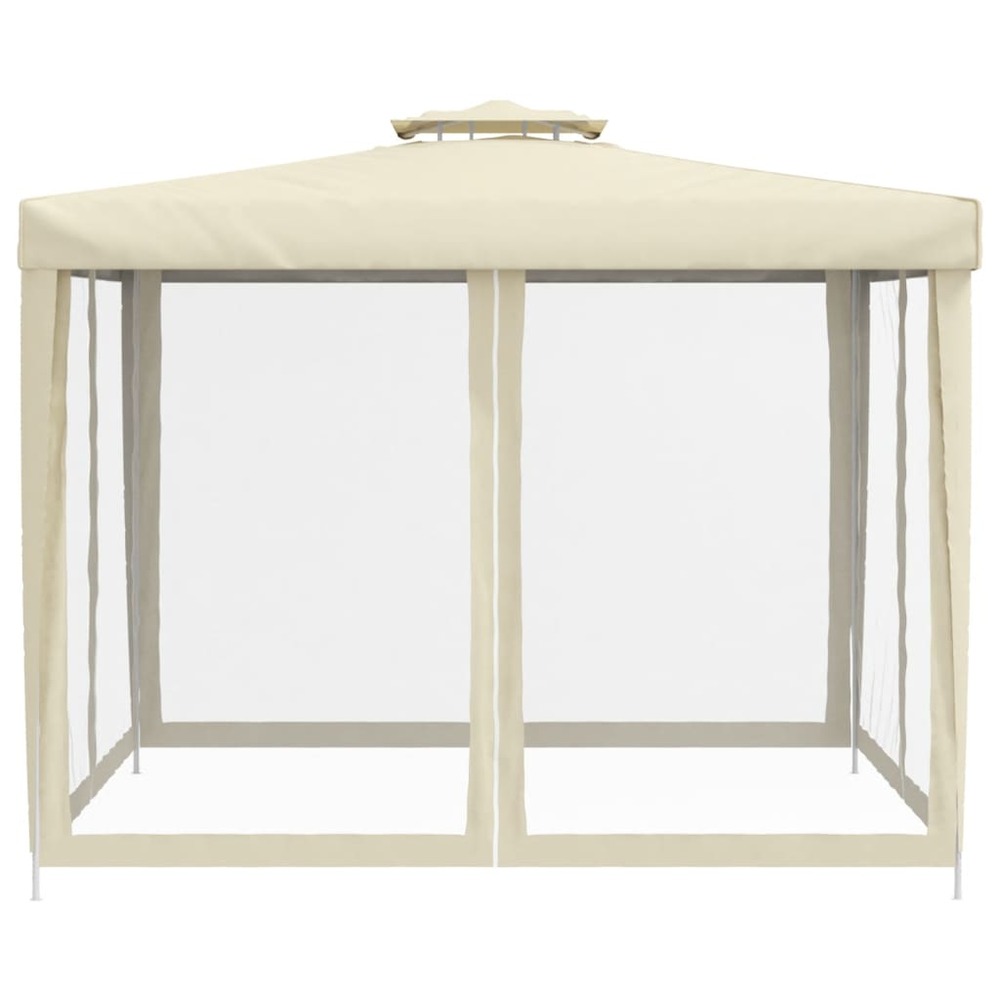 Belvédère à double toit crème 3x3x2,68 m tissu