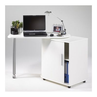 Table pivotante et meuble de rangement - Blanc