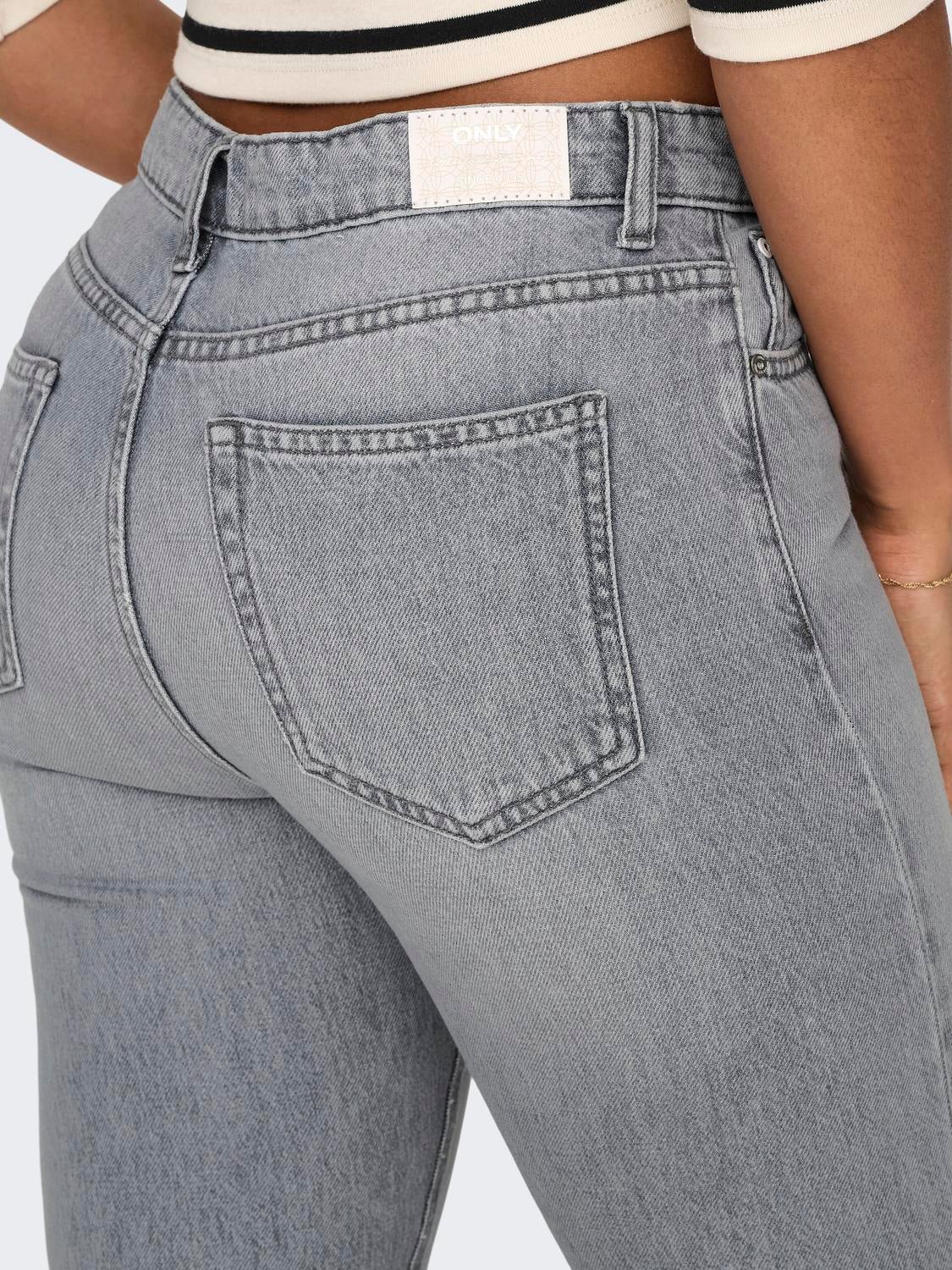 ONLJACI Mittlere Taille Gerade geschnitten Jeans Medium Grey Denim