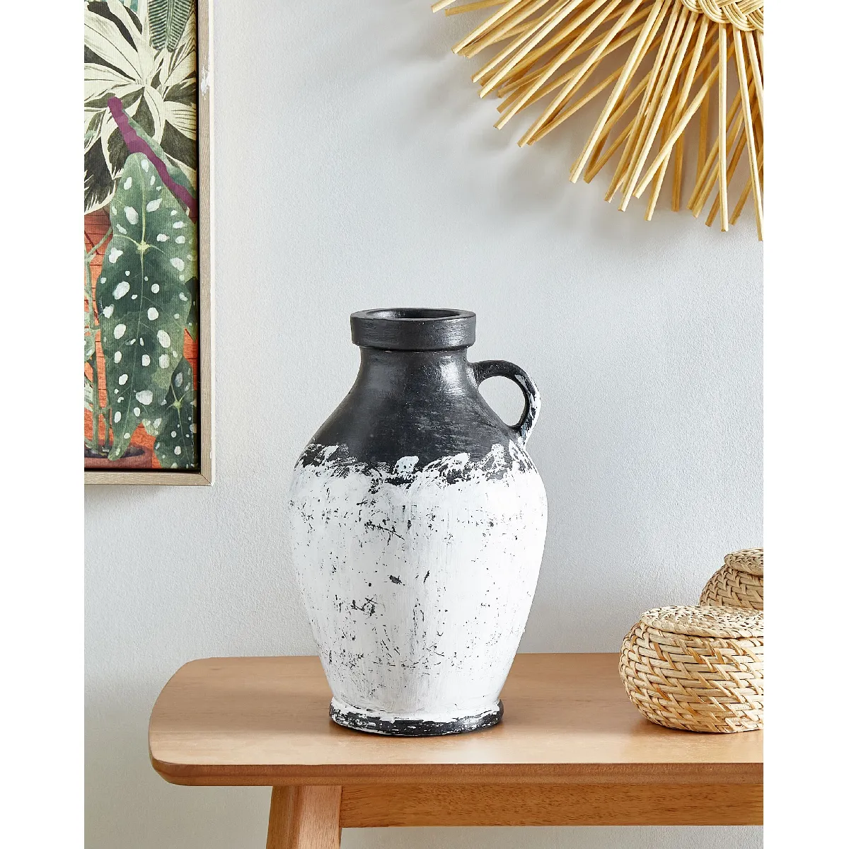 Beliani - Vase MASSALIA Noir & Blanc 33 cm