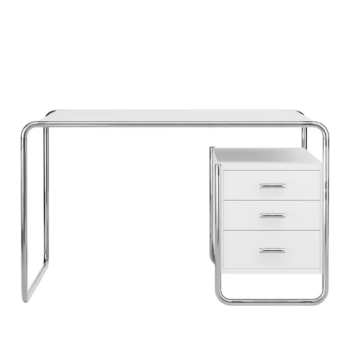 Thonet - S 285/2 Schreibtisch, Chrom / Esche reinweiss decklackiert (RAL 9010)