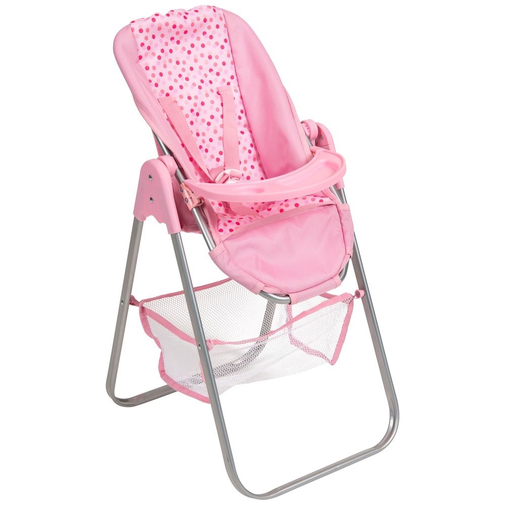 Puppenhochstuhl mit rosa Punktmuster