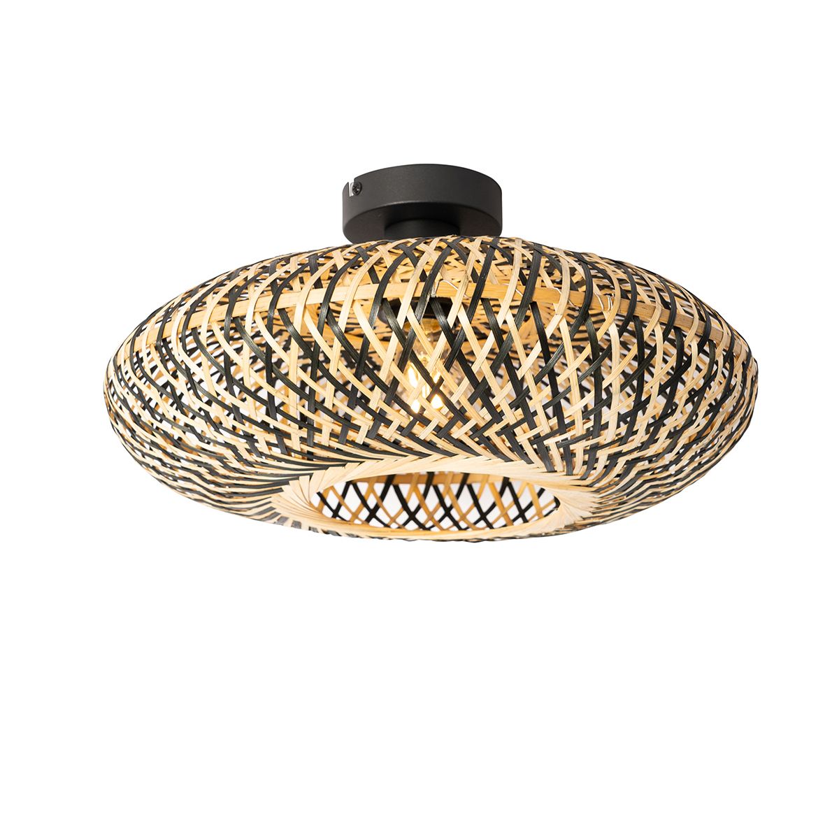 Oosterse plafondlamp zwart bamboe 40 cm - Ostrava