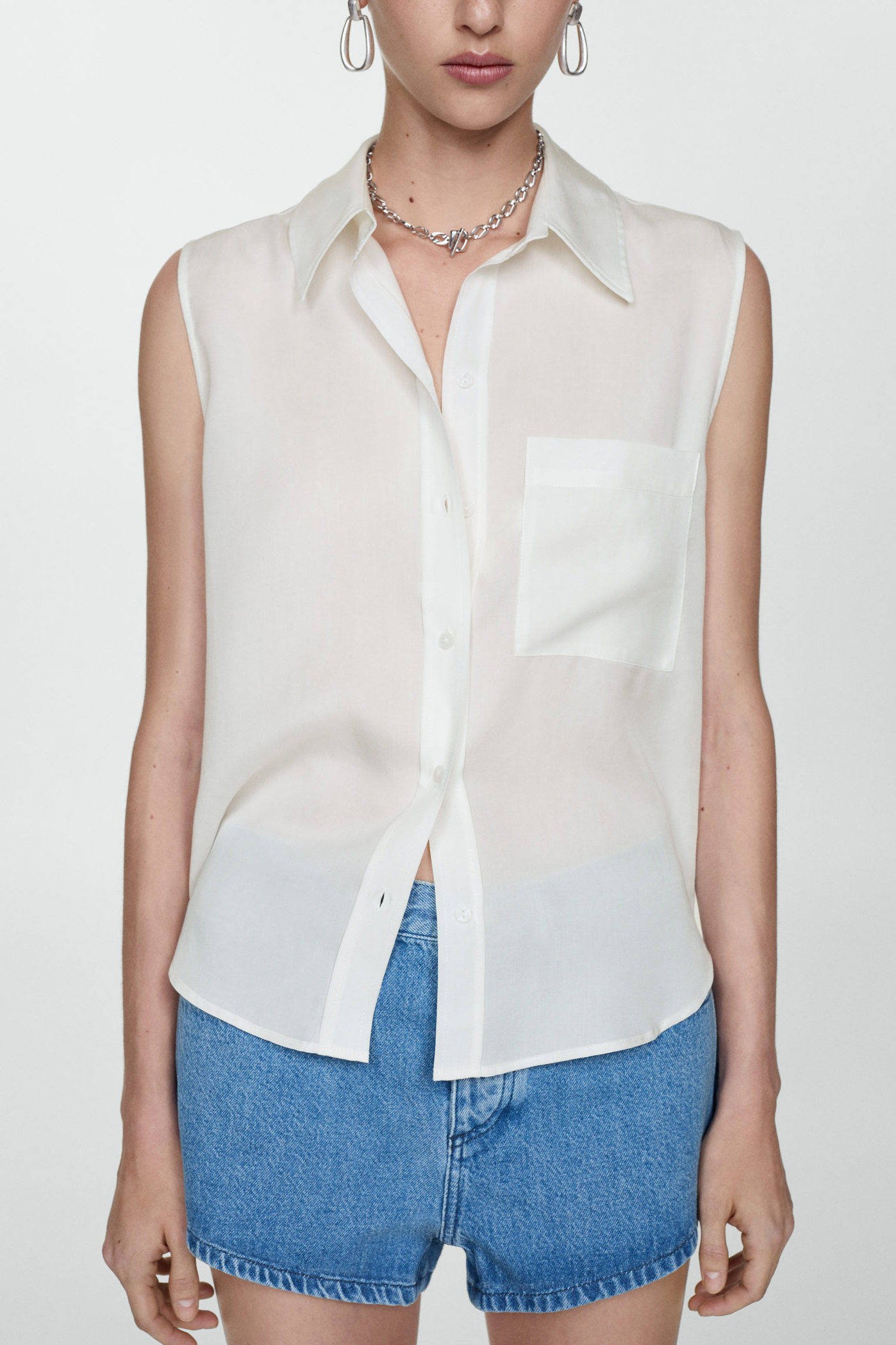 Mango semi-transparante blouse wit