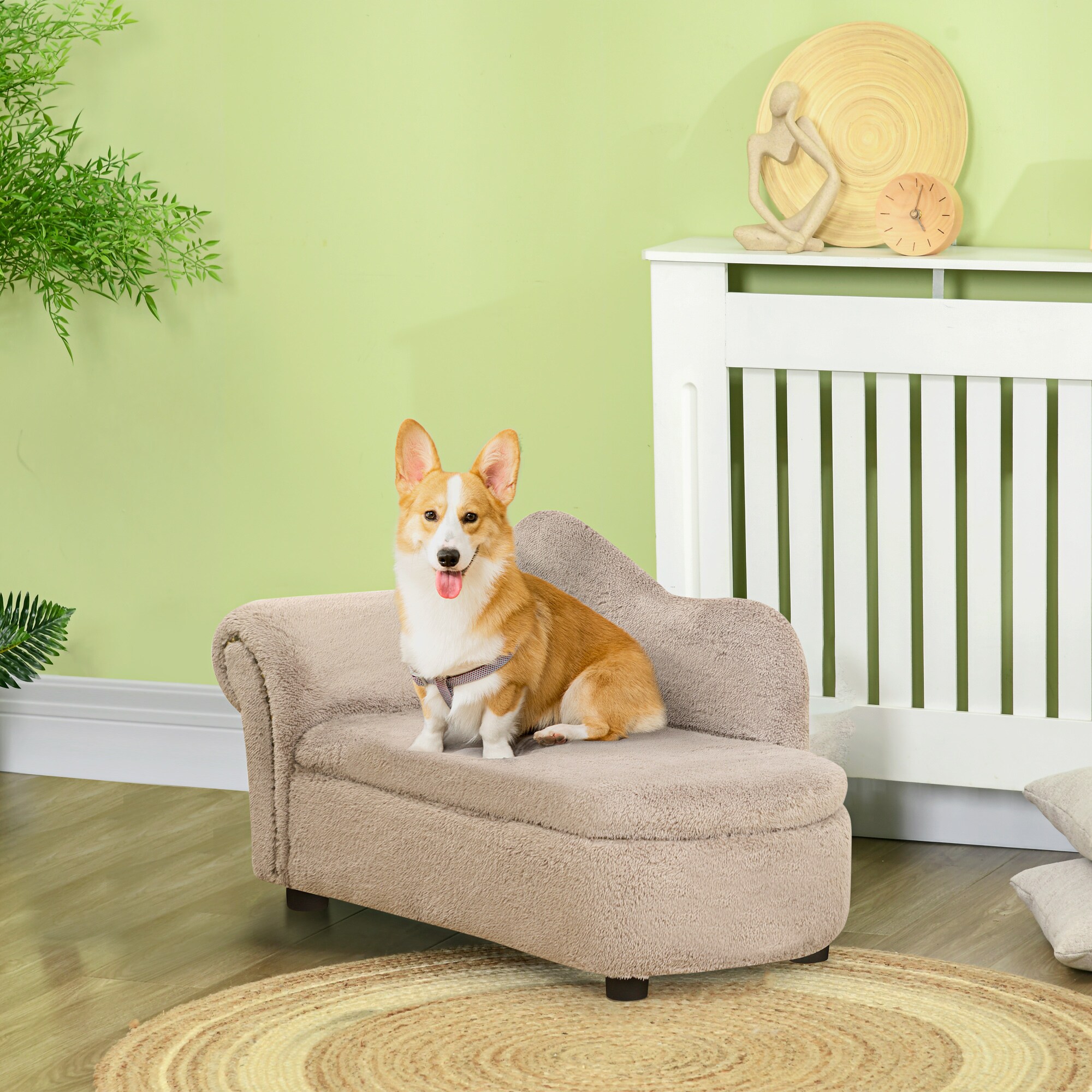 PawHut Hundesofa mit erhöhtem Design beige 80L x 40B x 46H cm