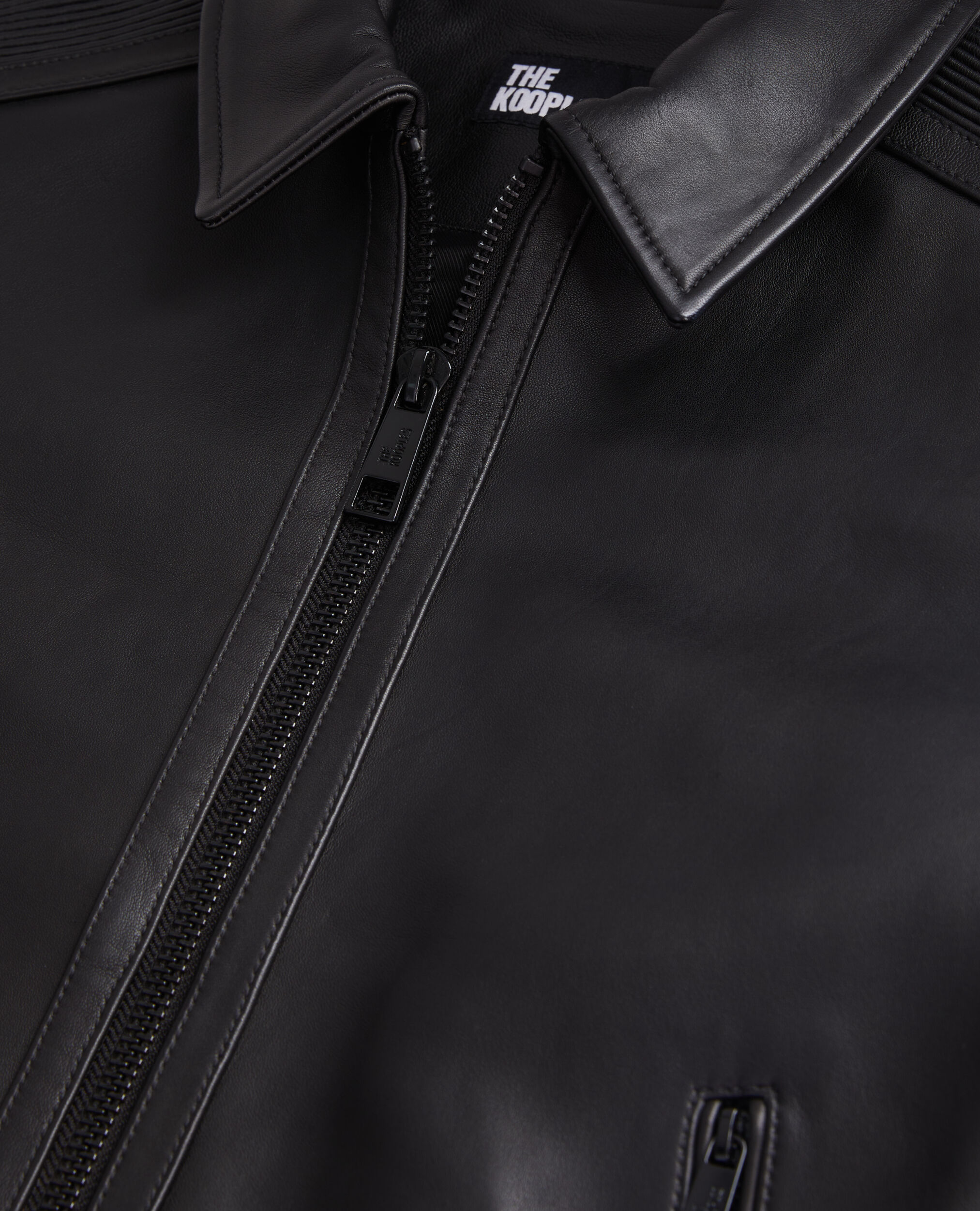Black leather biker jacket