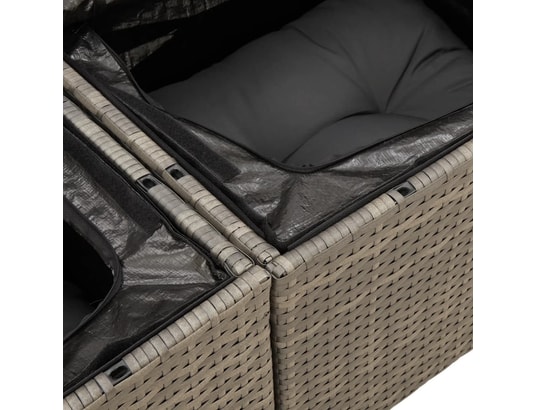 VIDAXL - Canapé de jardin 2 places avec coussins gris résine tressée