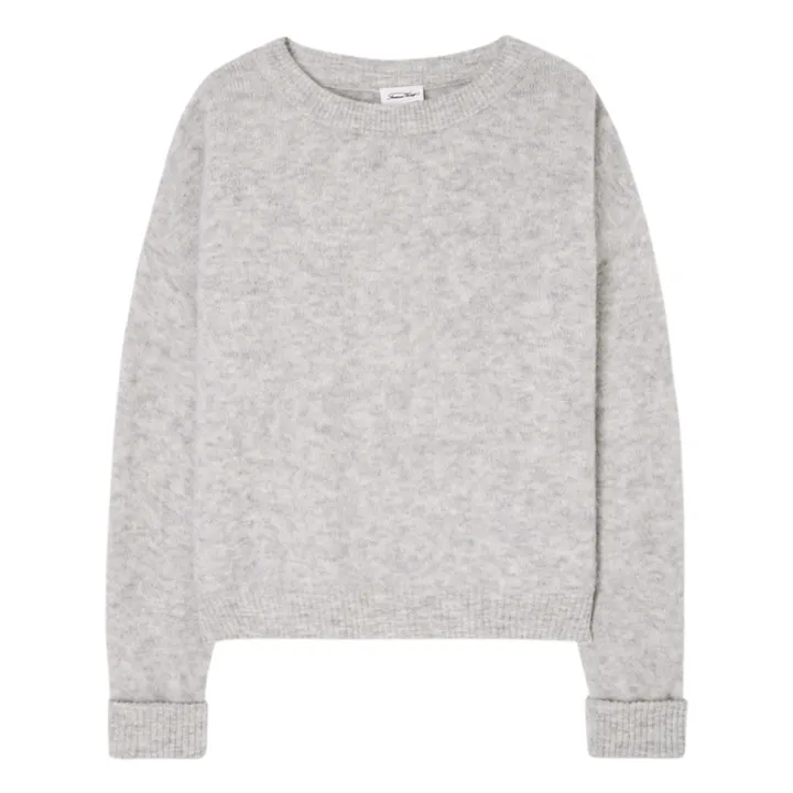 American Vintage Pull Col Bateau Vitow Alpaga et Laine | Gris chiné clair
