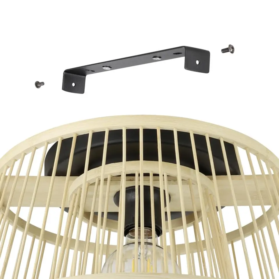 EGLO Hykeham Plafondlamp - E27 - Ø 38 cm - Zwart/Hout