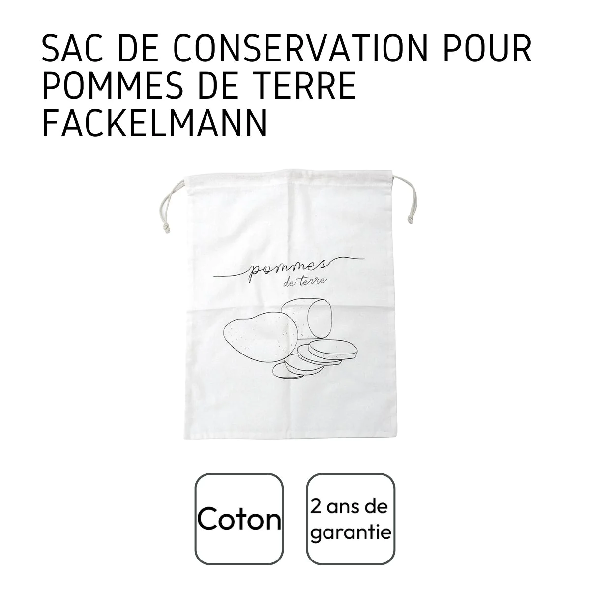 Sac de conservation pour pommes de terre en coton Eco Friendly Fackelm
