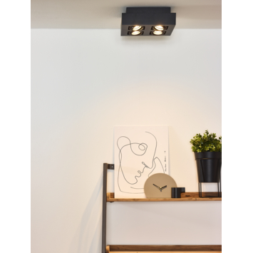 Lucide XIRAX plafondspot LED Dim to warm GU10 2200K/3000K Zwart