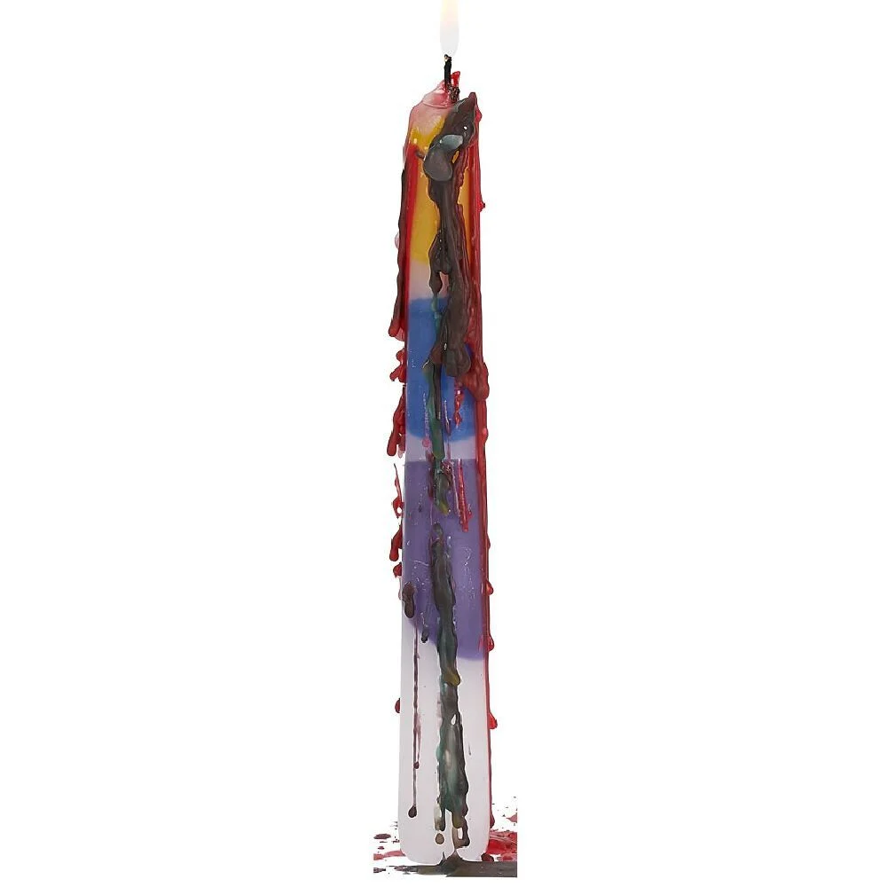 Lot de 2 bougies chandelle arc-en-ciel
