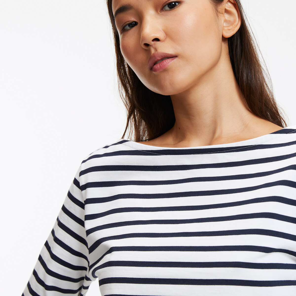 COLEÇÃO LA REDOUTE<br>Camiseta listrada com decote canoa e mangas compridas