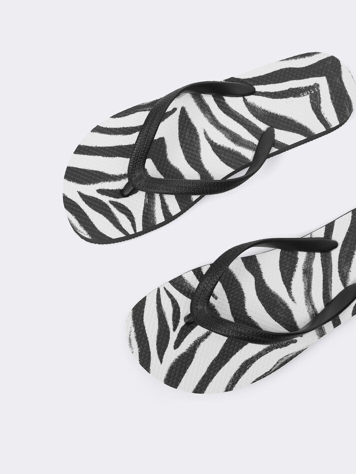 Chinelo de dedo estampado para banheiro - Combinado