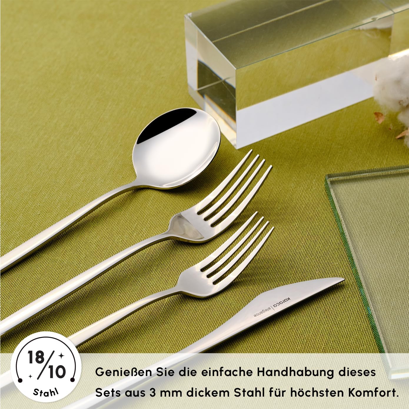 Karaca New Porto 84-teiliges Besteck Set für 12 Personen, Edelstahl-Besteckset, Elegante und vollständige Lösung für Ihr Esszimmer