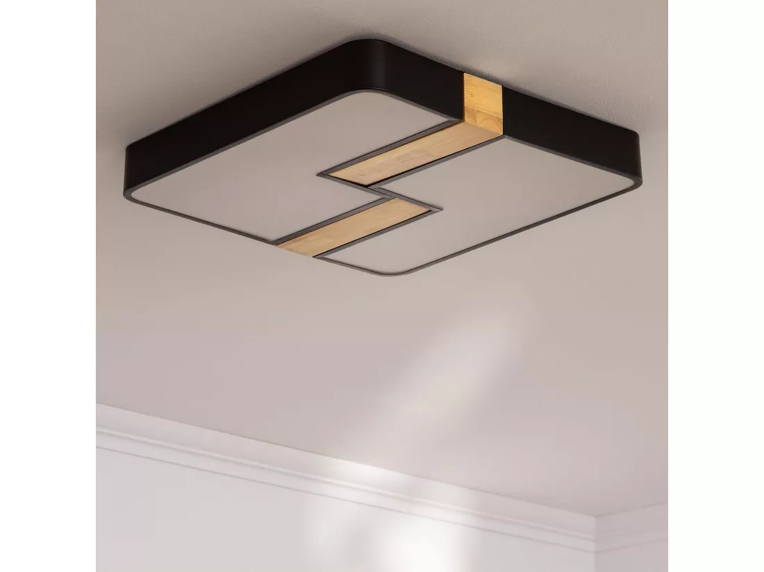 Plafonnier LED Carré Métal 35W CCT Sélectionnable Brusk 480x480 mm Noir