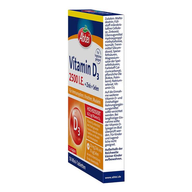 Abtei Vitamin D3 2500 I.E. Mini Tabletten, 50 St