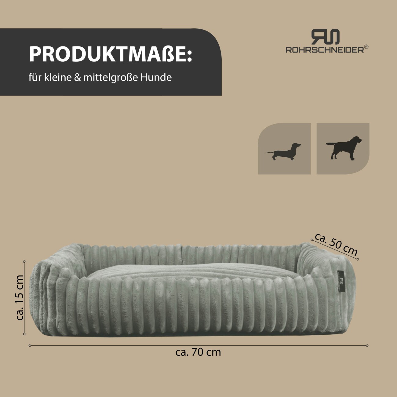 Rohrschneider ® Kuschelsofa breiter Cordstoff Deluxe grau