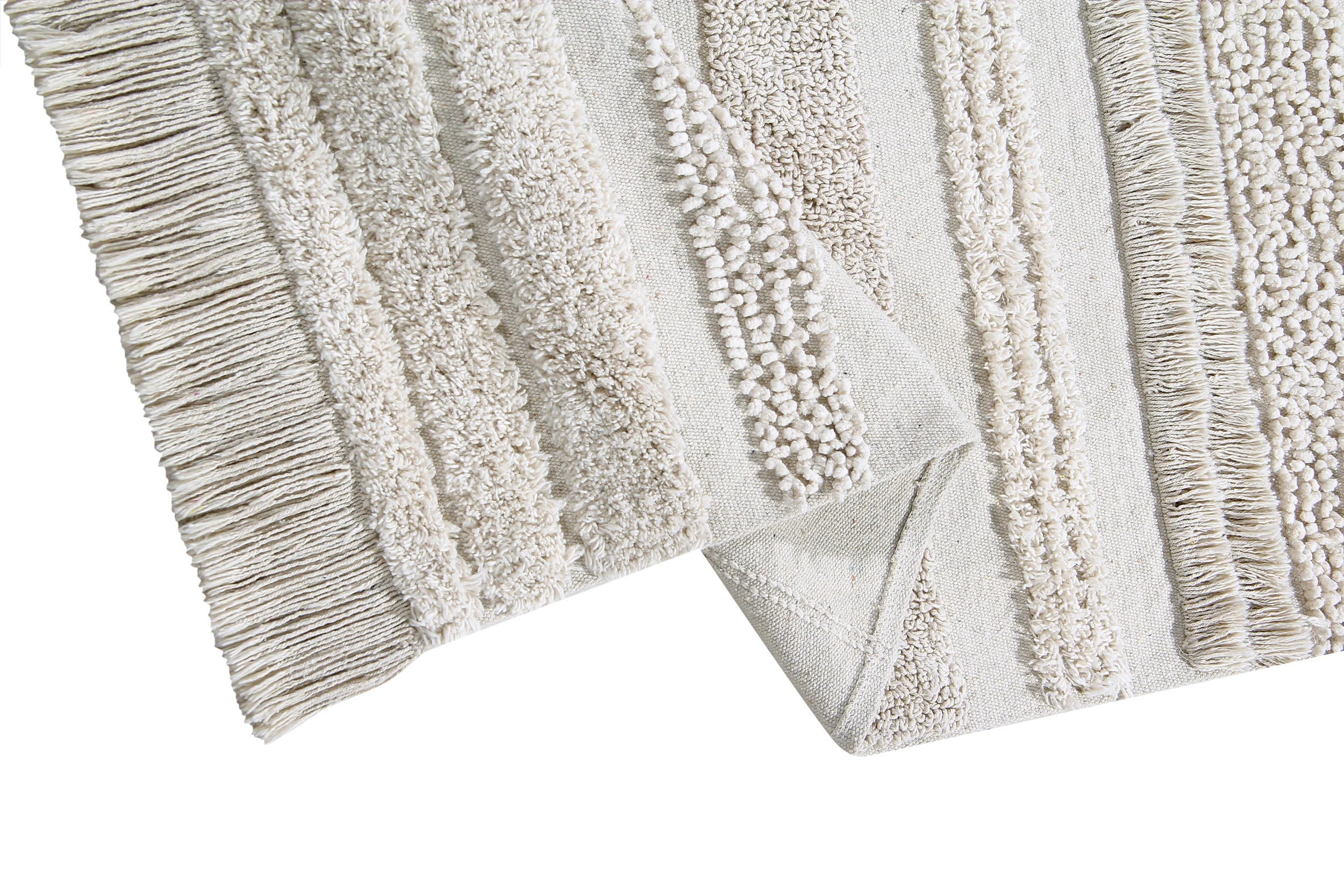 AIR NATUREL - Tapis rectangulaire lavable en coton | Beige