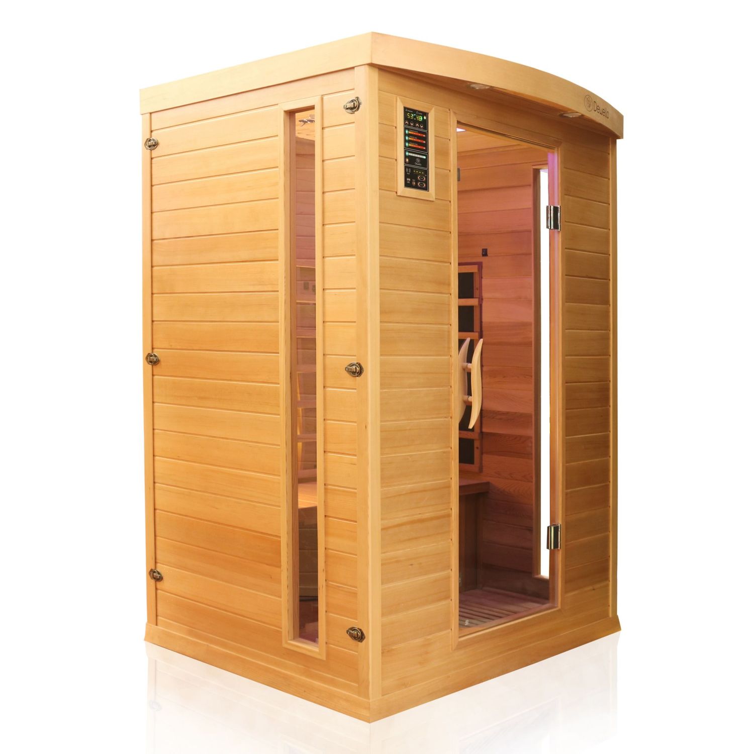 Dewello® Infrarotkabine Infrarotsauna PIERSON PRO 135cm x 105cm Hemlock-Zeder inkl. DUO Strahler, Vollspektrumstrahler, Bodenstrahler