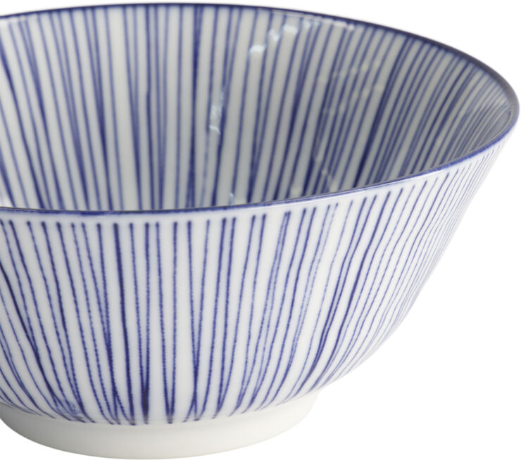 Tokyo Design Studio Nippon Blue Tayo Bowl 15.2x6. 7cm Lines Blue/white