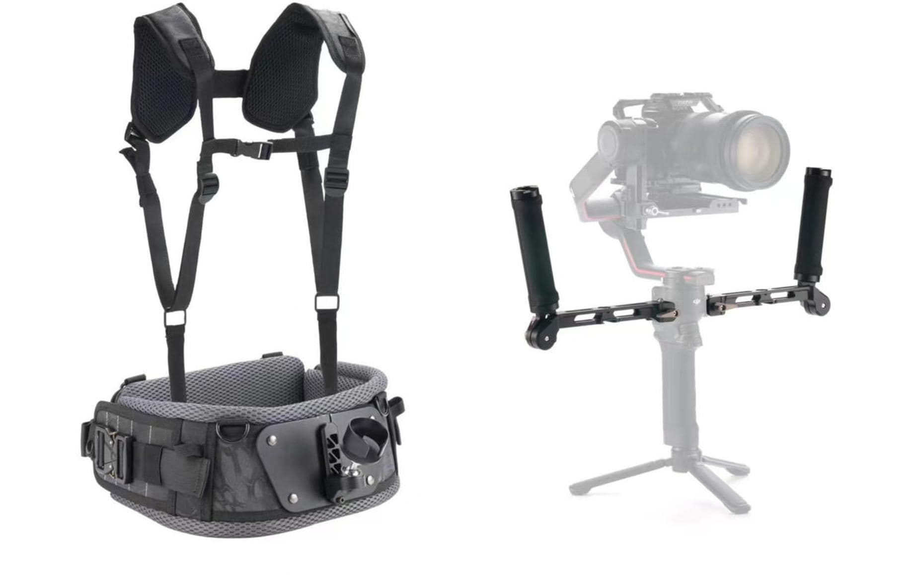 Lightweight Dual Handle Gimbal Support System<br>Leichtes Gimbal-Support-System zur Unterstützung kleinerer Handheld-Gimbals über längere Zeiträume