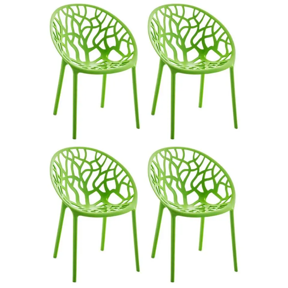 CLP Set van 4 Tuinstoel Hope Kunststof - groen