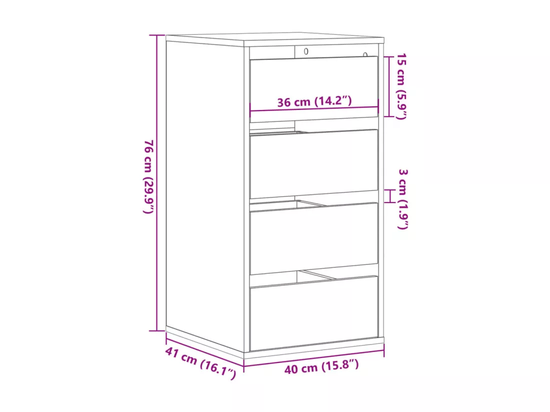 Commode d'angle blanc 40x41x76 cm bois d'ingénierie