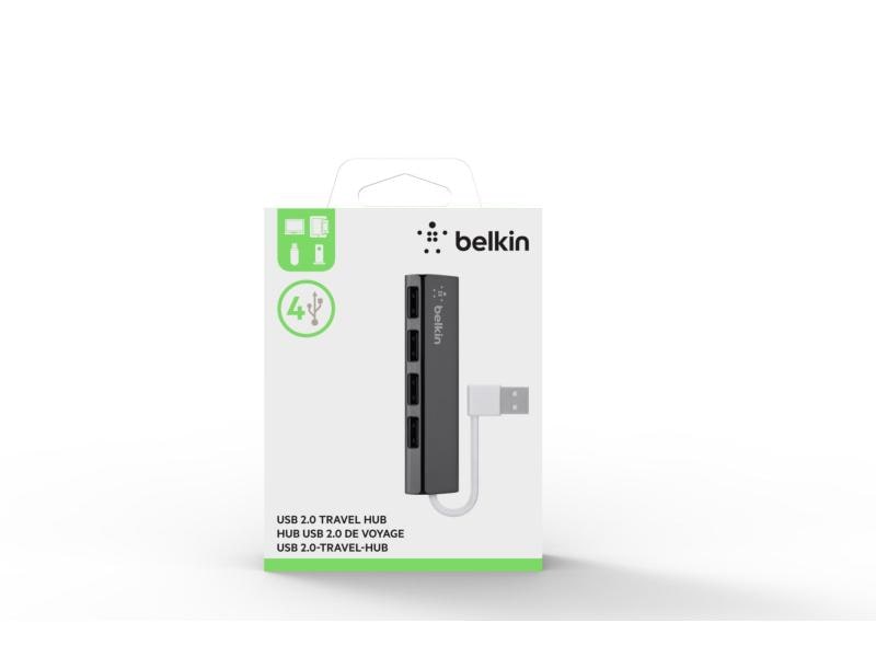 Belkin USB-Hub 4-Port Travel-Hub Kompakter 4-Port USB-2.0-Hub