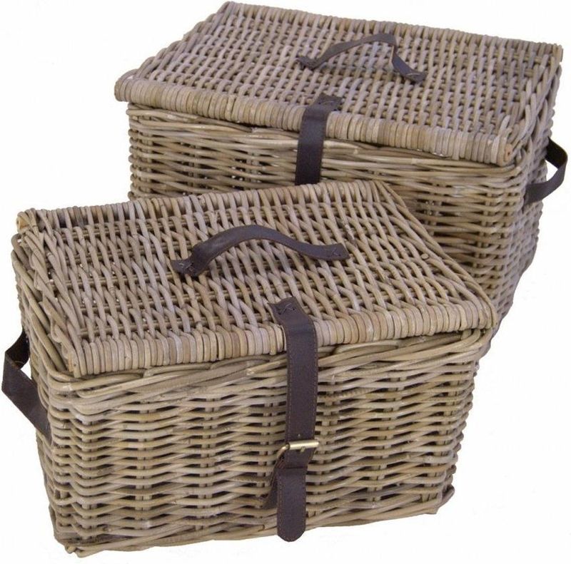 Fietsmand - Met deksel - Bakkersmand - 42x33xH23 - Riet-Rotan