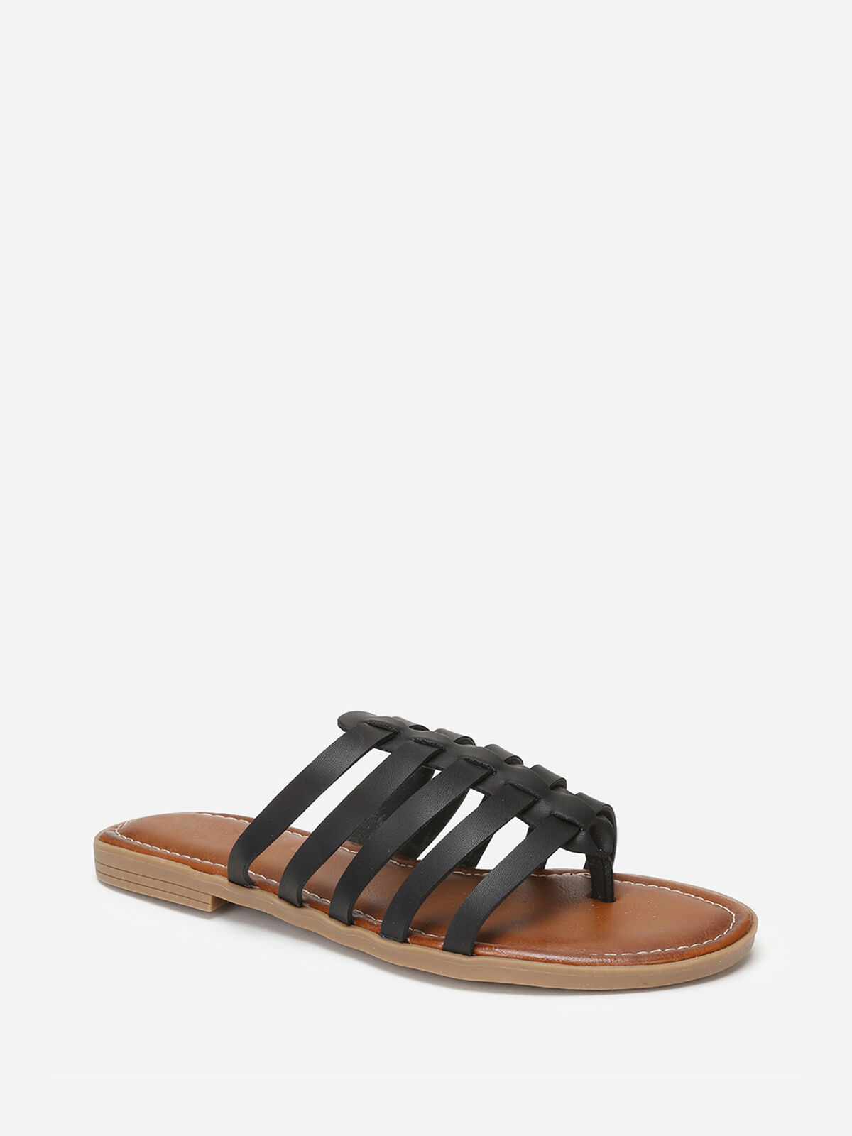 Mules plates à multi brides- Noir