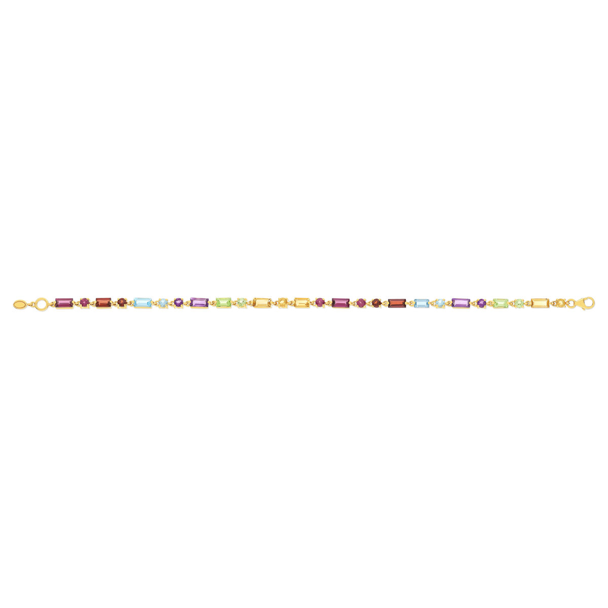 Bracelet or 375 jaune pierres précieuses et fines 18cm