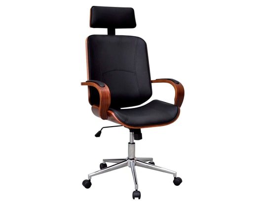 VIDAXL - Chaise de bureau rotative en bois cintré avec repose-tête et...