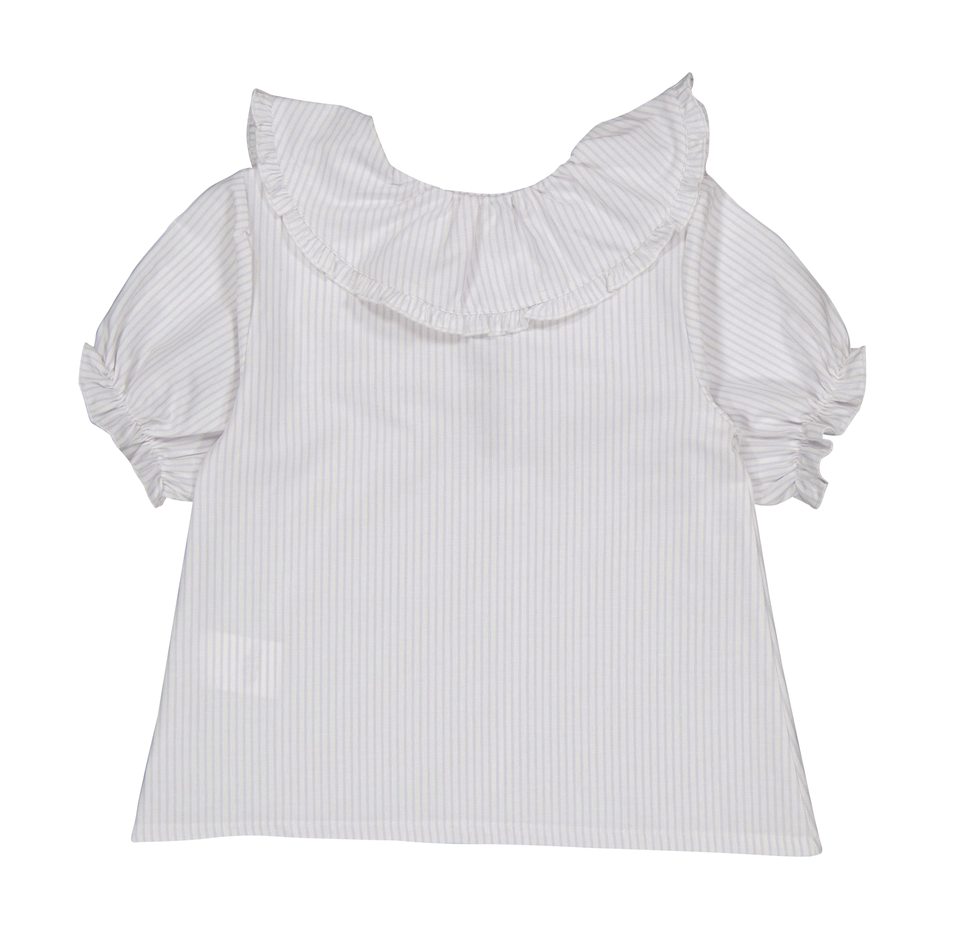 ANAEL - Blouse col claudine rayée en coton bio | Blanc