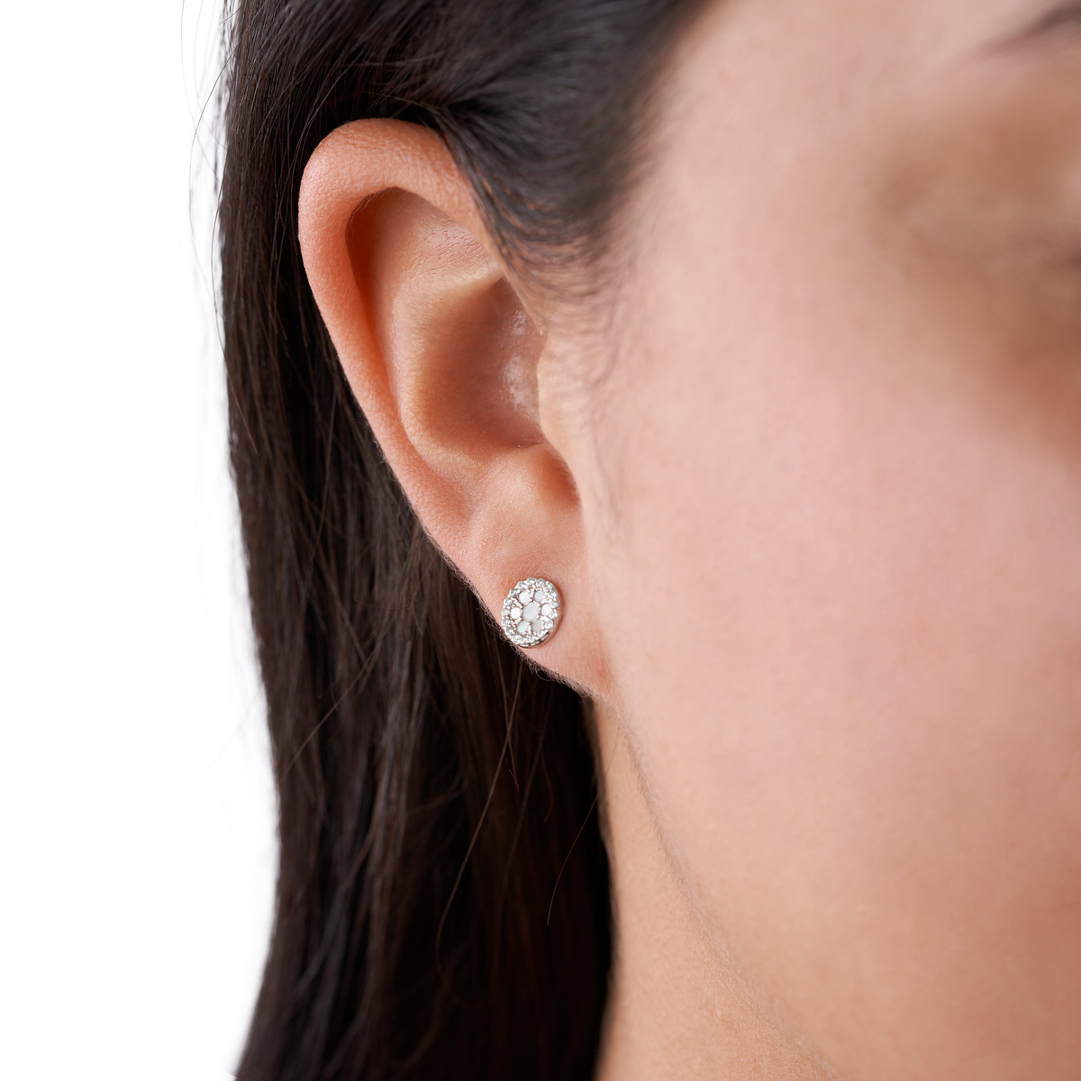 Boucles d'oreilles FOSSIL argent 925 nacre et zirconias