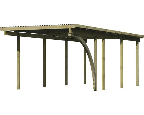 Enkele carport Karibu Eco 2B PVC panelen met 1 inrijboog zonder beslag 268x576 cm drukgeïmpregneerd